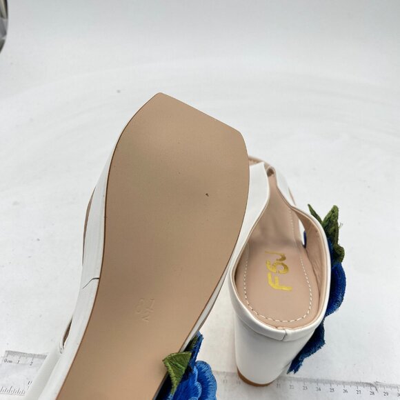 FSJ Blue Floral Cute Platform Wedge Sandal Thong Flip Flop Rhinestone Beach Shoe - Picture 6 of 8